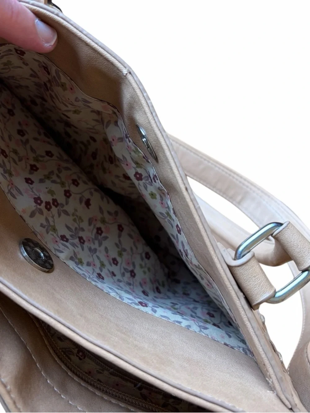 Cottagecore Floral Shoulder Bag Beige Retro Flower Purse Retired & Rare Boho